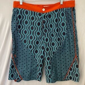 original penguin board shorts swim trunks geometric blue orange men’s 32